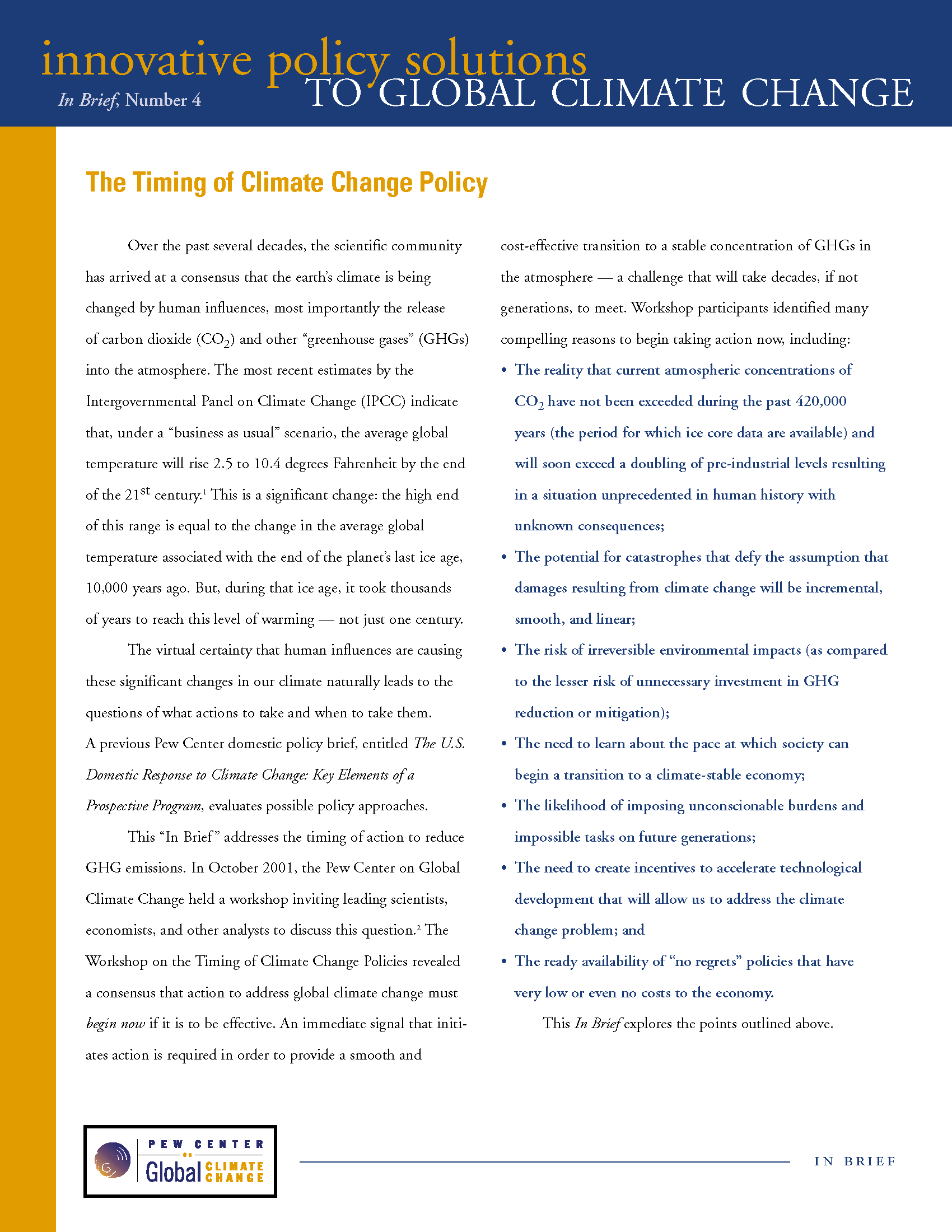 The Timing Of Climate Change Policy Center for Climate and Energy