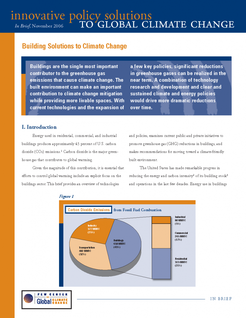Building solutions to climate change center for climate and energy