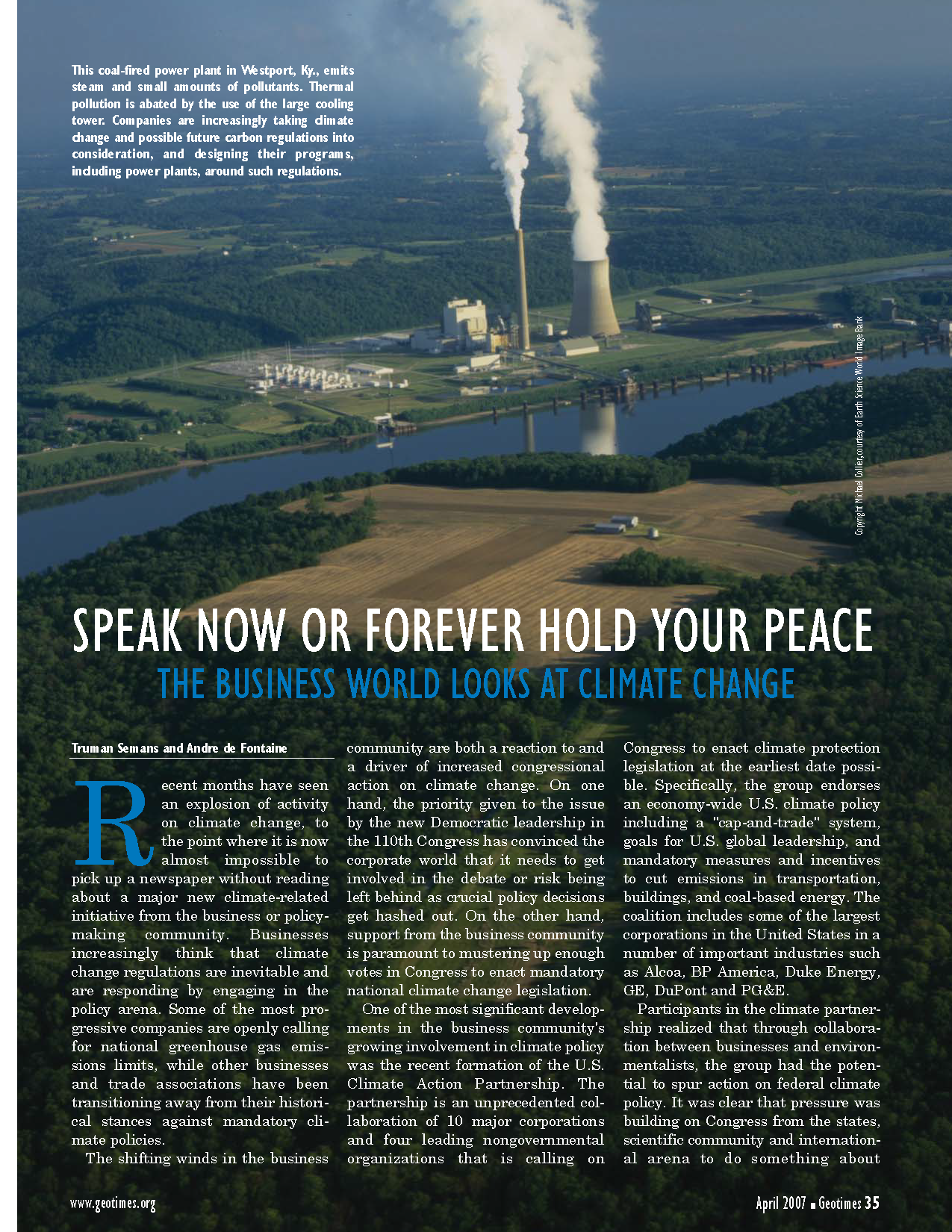 Speak Now Or Forever Hold Your Peace The Business World Looks At Climate Change Center For Climate And Energy Solutions