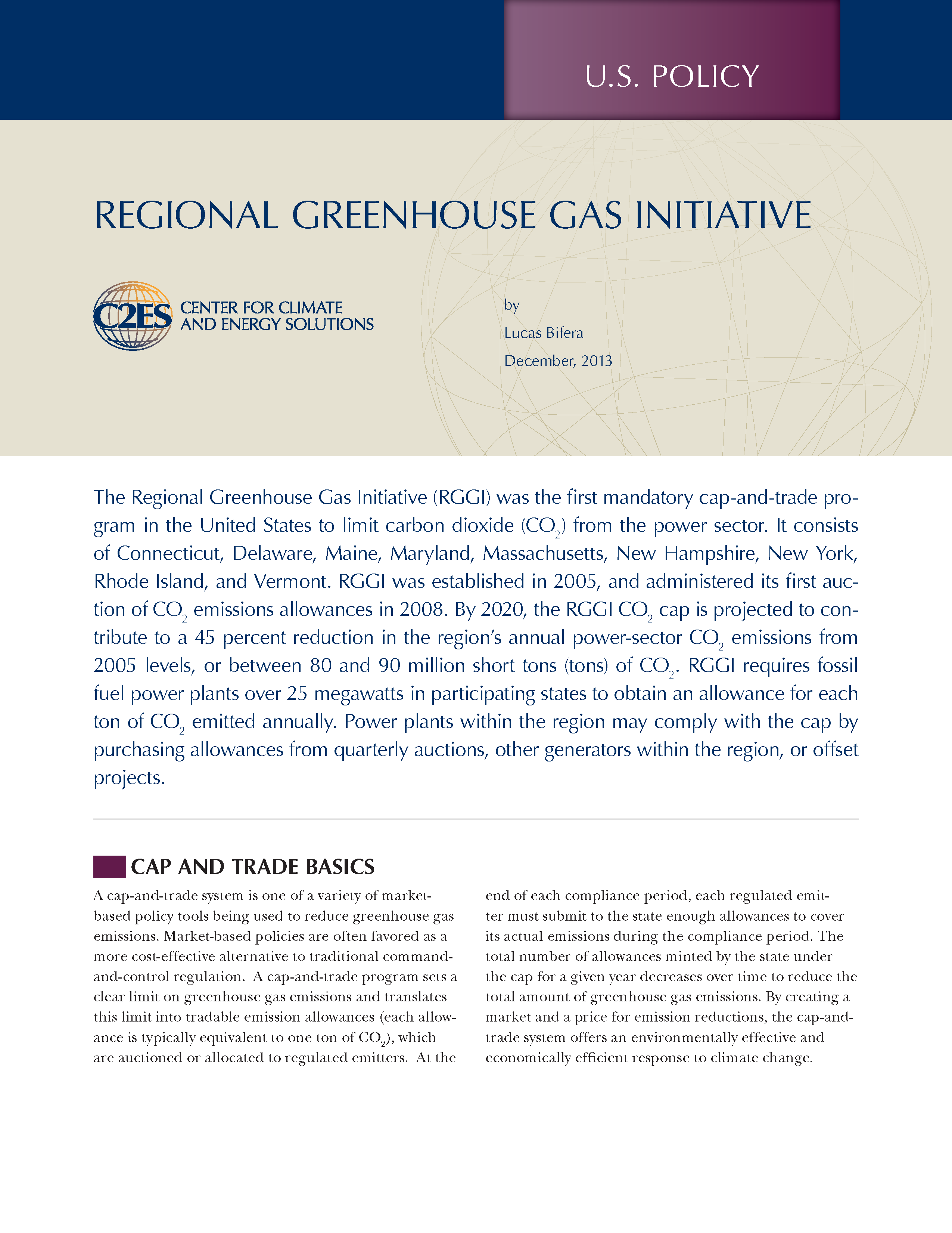 Regional Greenhouse Gas Initiative (RGGI) Center for Climate and Energy Solutions