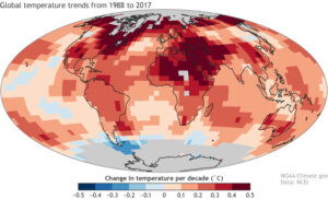 Global temperature trends from 1988 to 2017
