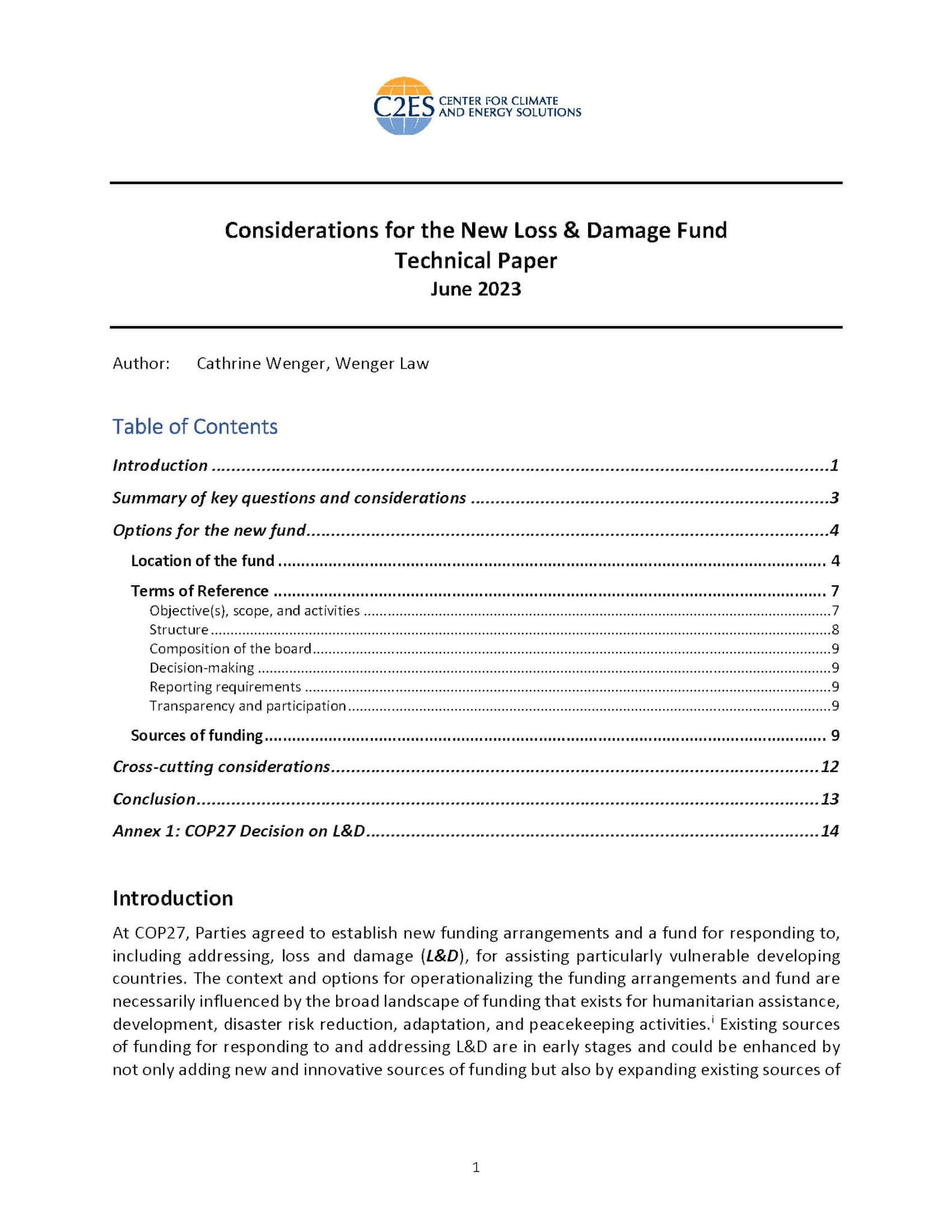 Considerations for the New Loss & Damage Fund (Technical Paper