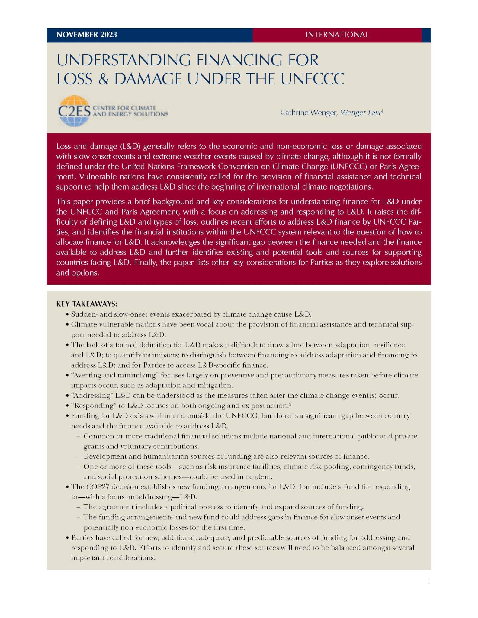 Understanding Financing for Loss & Damage Under the UNFCCC - Center for ...